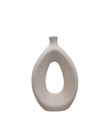 Modern Ceramic Oval Vase with Opening