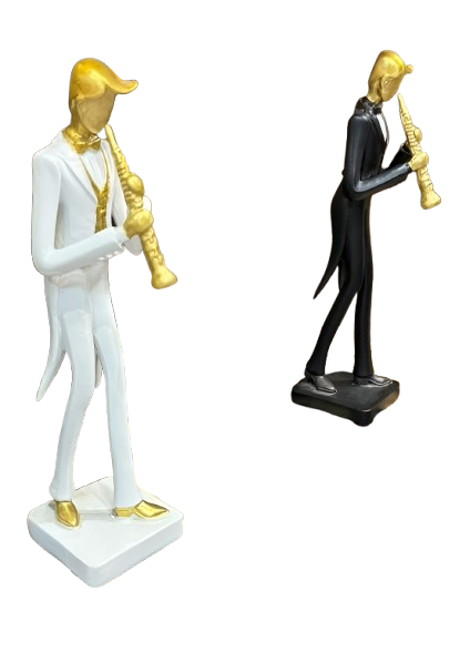 Elegant Musician Figurine - Gold Accent Saxophone Players