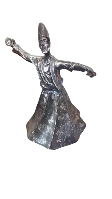 Silver Whirling Dervish Figurine - Traditional Sufi Dance Sculpture