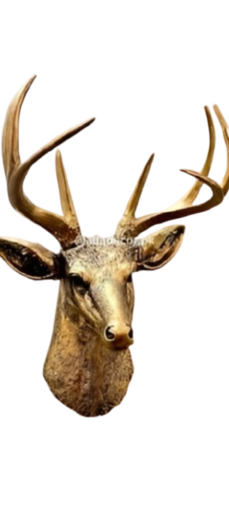 Golden Bronze Deer Head Wall Mount - Majestic Antler Wall Décor