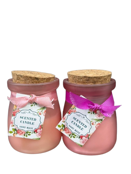 Pink Scented Candle with Cork Lid