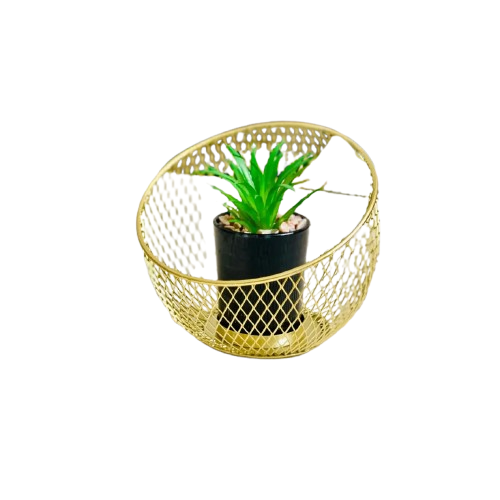 Gold Wire Mesh Basket Planter