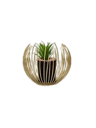 Gold Wire Sphere Planter - Modern Sculptural Plant Holder