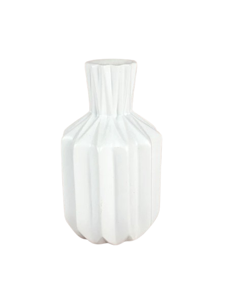 White Ceramic Ridged Vase