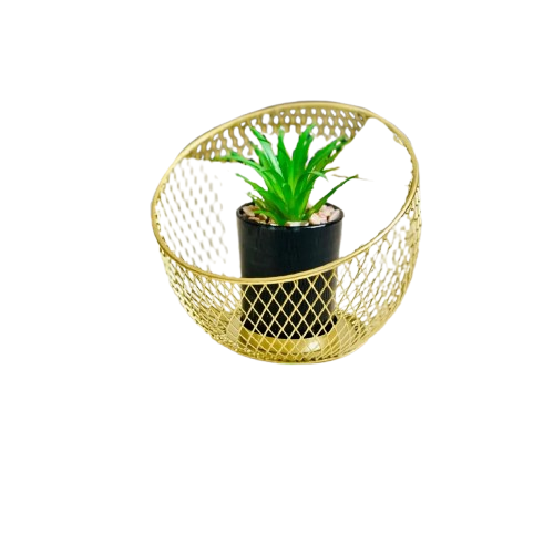 Gold Wire Mesh Basket Planter