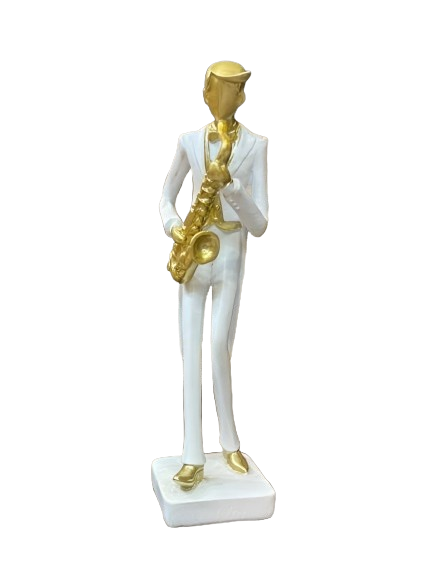 Saxophone Player Figurine - White Suit with Gold Accents