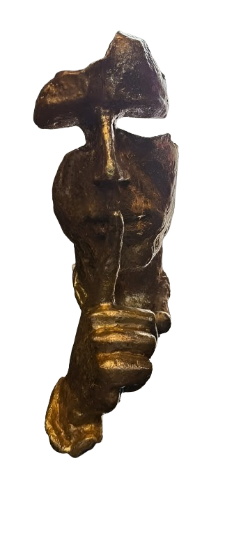 Abstract Bronze Sculpture with Gold Accents