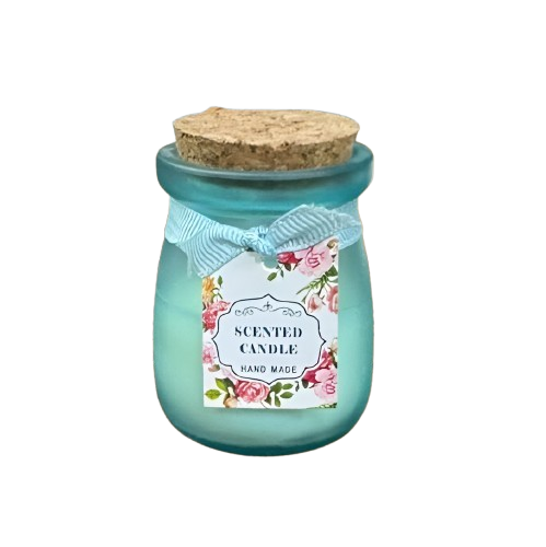 Handmade Scented Candle in Glass Jar - Turquoise